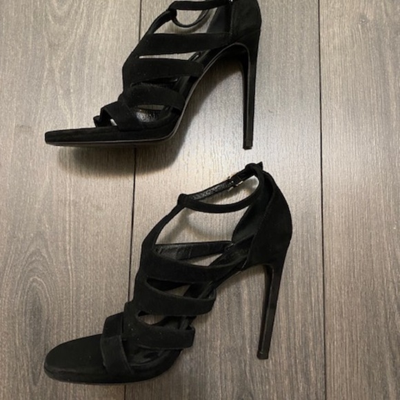Saint Laurent Black Suede Gladiator Stiletto Heels Size 8.5 - Picture 3 of 10